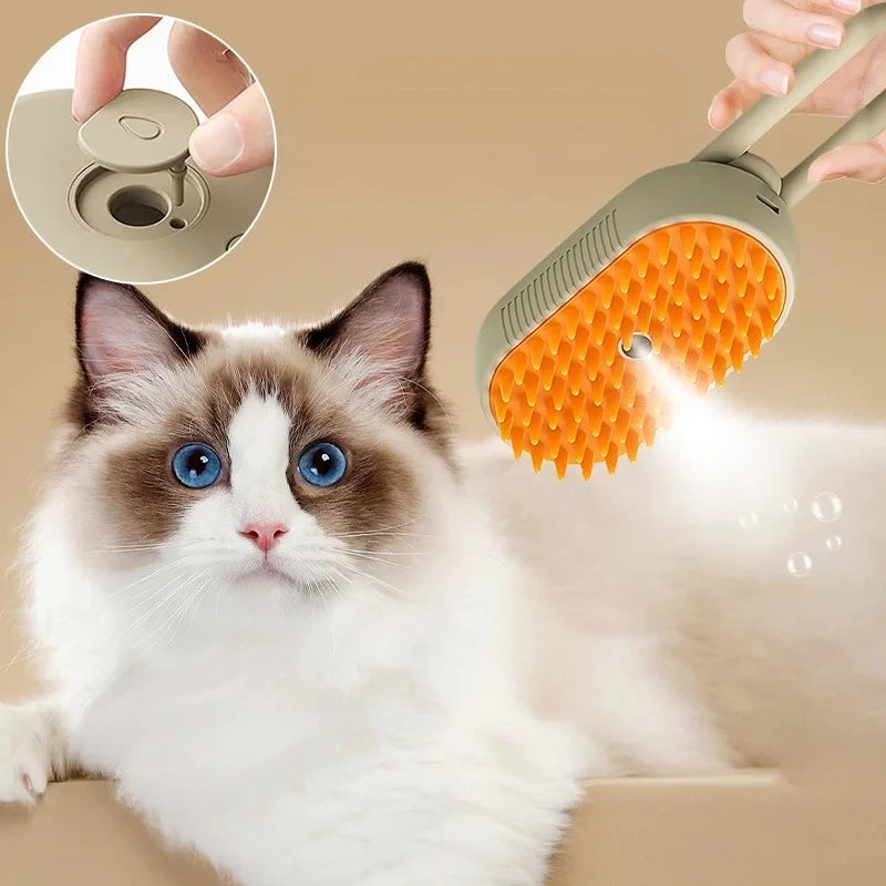 thumbnail image 2 of Cat Steam Brush, 3 In1 Spray Cat Brush, Self Cleaning Cat 2 of 14