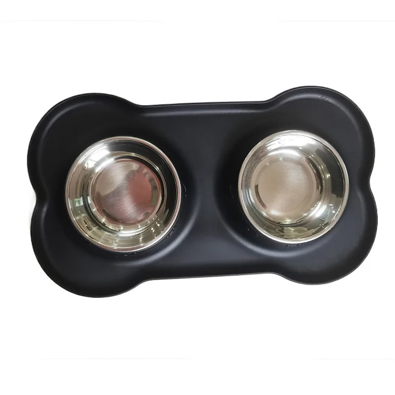 Stainless Steel Double Pet Bowl with Non-Slip Anti-Overflow Silicone Base - Cat Lovers Boutique
