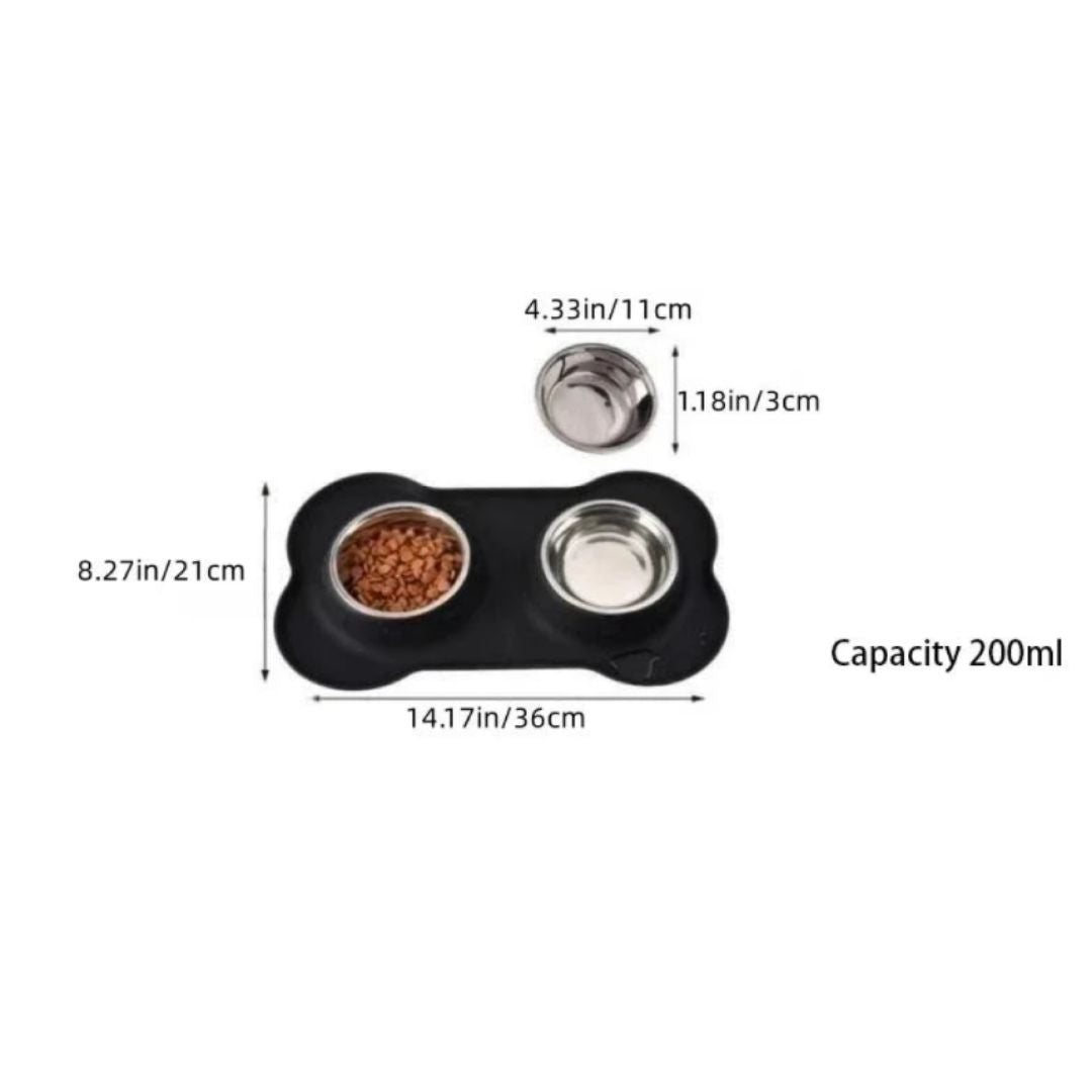 Stainless Steel Double Pet Bowl with Non-Slip Anti-Overflow Silicone Base - Cat Lovers Boutique