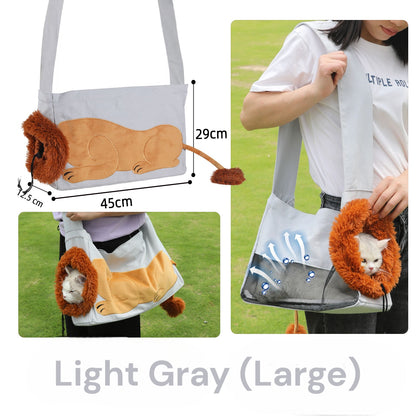 Lion-Shaped Pet Canvas Shoulder Bag 2.0 - Upgraded Design - Cat Lovers Boutique