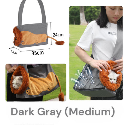 Lion-Shaped Pet Canvas Shoulder Bag 2.0 - Upgraded Design - Cat Lovers Boutique