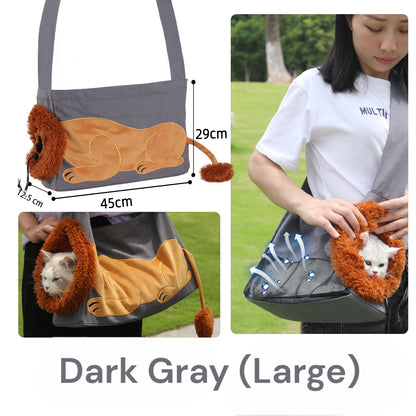 Lion-Shaped Pet Canvas Shoulder Bag 2.0 - Upgraded Design - Cat Lovers Boutique