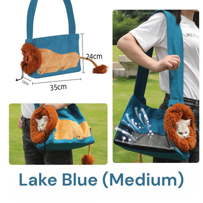 Lion-Shaped Pet Canvas Shoulder Bag 2.0 - Upgraded Design - Cat Lovers Boutique