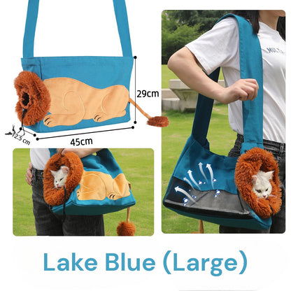 Lion-Shaped Pet Canvas Shoulder Bag 2.0 - Upgraded Design - Cat Lovers Boutique