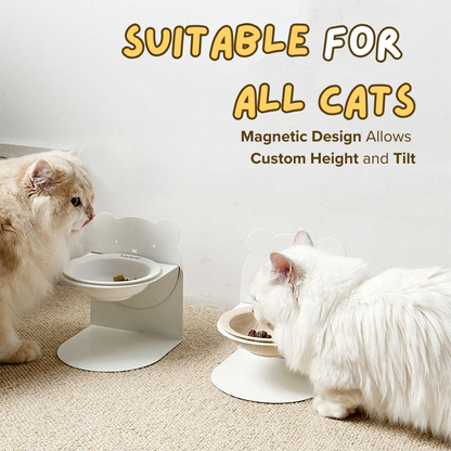 Adjustable Magnetic Ceramic Cat Bowl