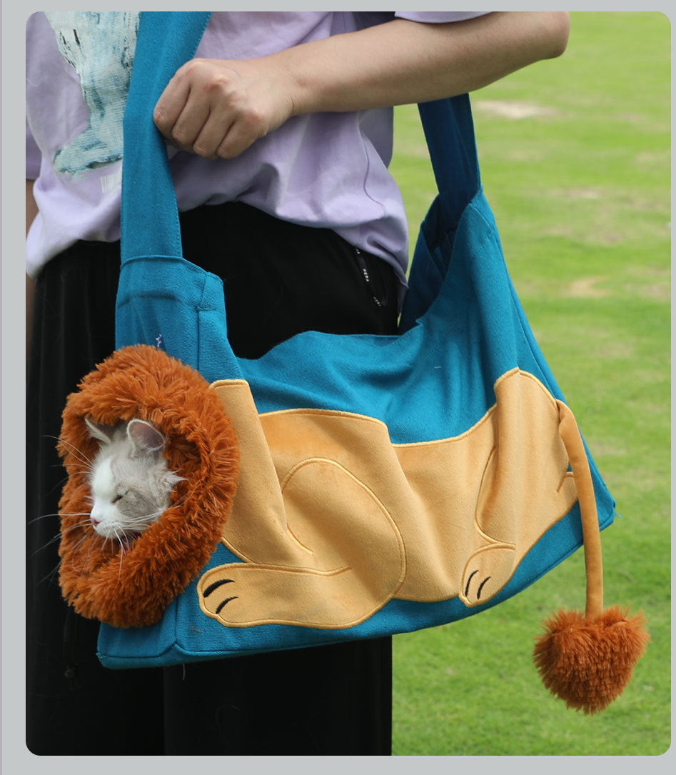 Lion-Shaped Pet Canvas Shoulder Bag 2.0 - Upgraded Design - Cat Lovers Boutique