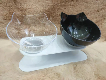 Ergonomic Non-Slip Double Cat Bowl Set with Inclined Stand for Cats and Small Dogs - Cat Lovers Boutique