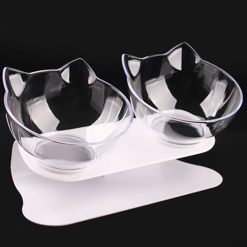 Ergonomic Non-Slip Double Cat Bowl Set with Inclined Stand for Cats and Small Dogs - Cat Lovers Boutique