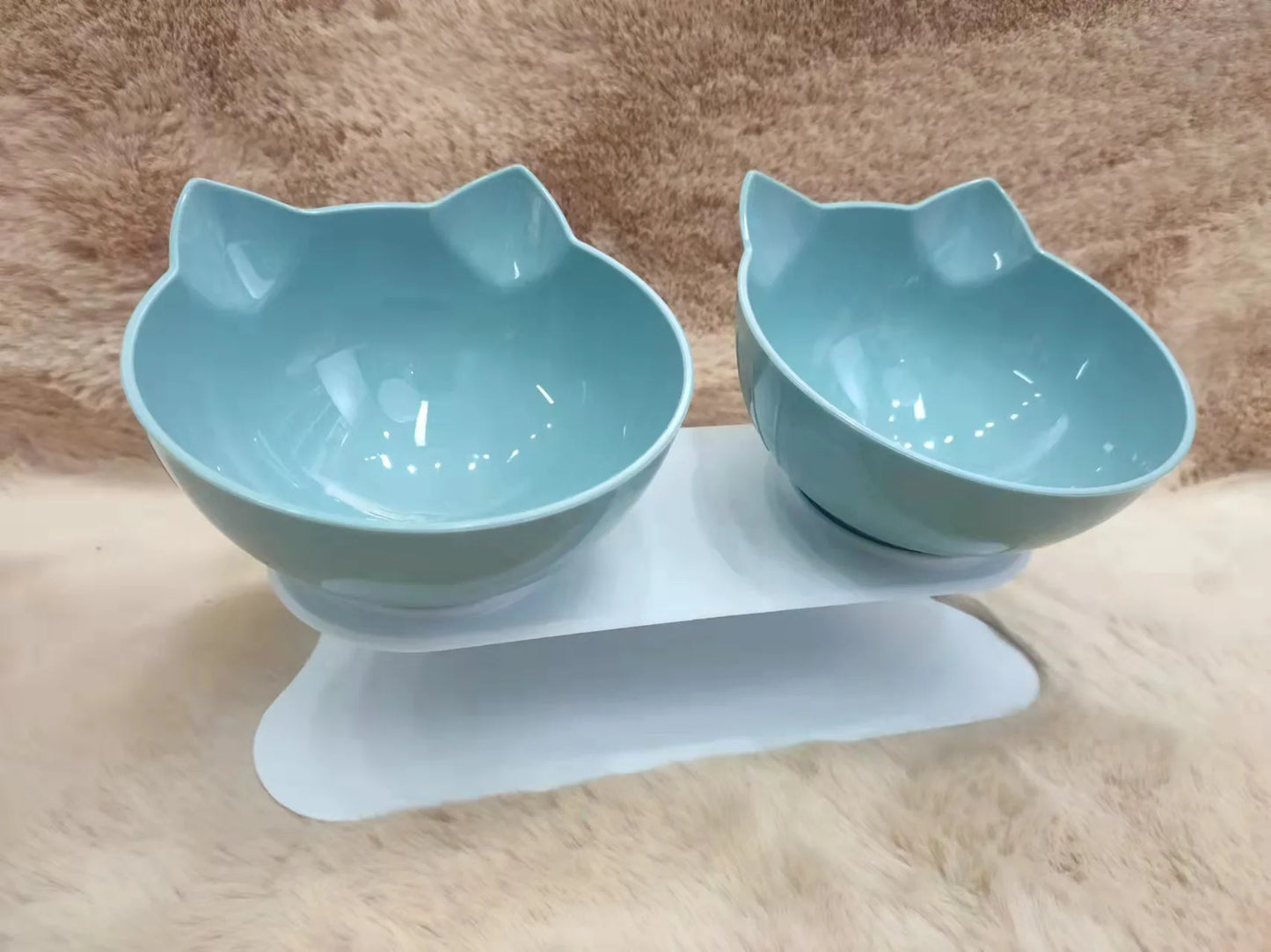 Ergonomic Non-Slip Double Cat Bowl Set with Inclined Stand for Cats and Small Dogs - Cat Lovers Boutique