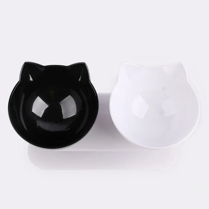 Ergonomic Non-Slip Double Cat Bowl Set with Inclined Stand for Cats and Small Dogs - Cat Lovers Boutique