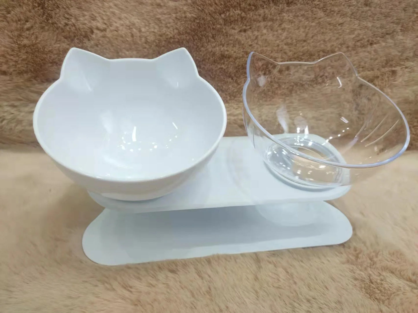 Ergonomic Non-Slip Double Cat Bowl Set with Inclined Stand for Cats and Small Dogs - Cat Lovers Boutique