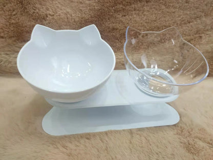 Ergonomic Non-Slip Double Cat Bowl Set with Inclined Stand for Cats and Small Dogs - Cat Lovers Boutique