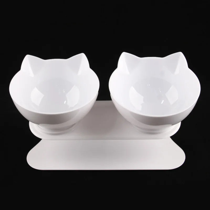 Ergonomic Non-Slip Double Cat Bowl Set with Inclined Stand for Cats and Small Dogs - Cat Lovers Boutique