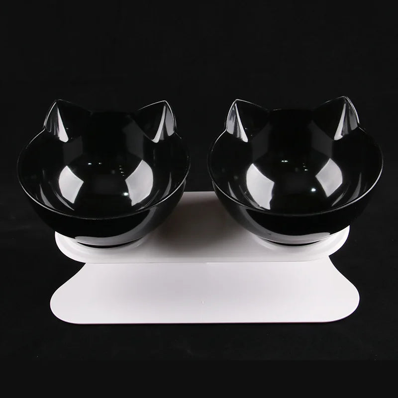 Ergonomic Non-Slip Double Cat Bowl Set with Inclined Stand for Cats and Small Dogs - Cat Lovers Boutique