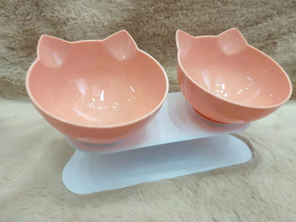 Ergonomic Non-Slip Double Cat Bowl Set with Inclined Stand for Cats and Small Dogs - Cat Lovers Boutique