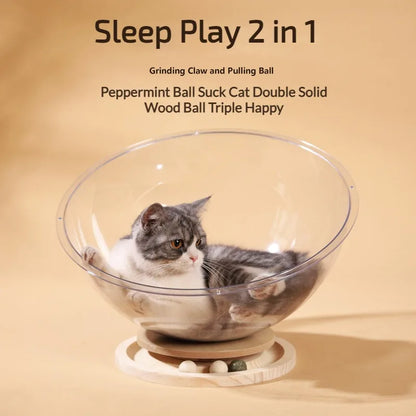 Space Capsule Cat Bed with Toy Carousel - Cat Lovers Boutique