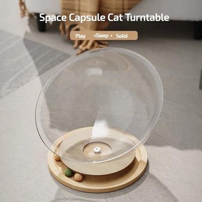 Space Capsule Cat Bed with Toy Carousel - Cat Lovers Boutique