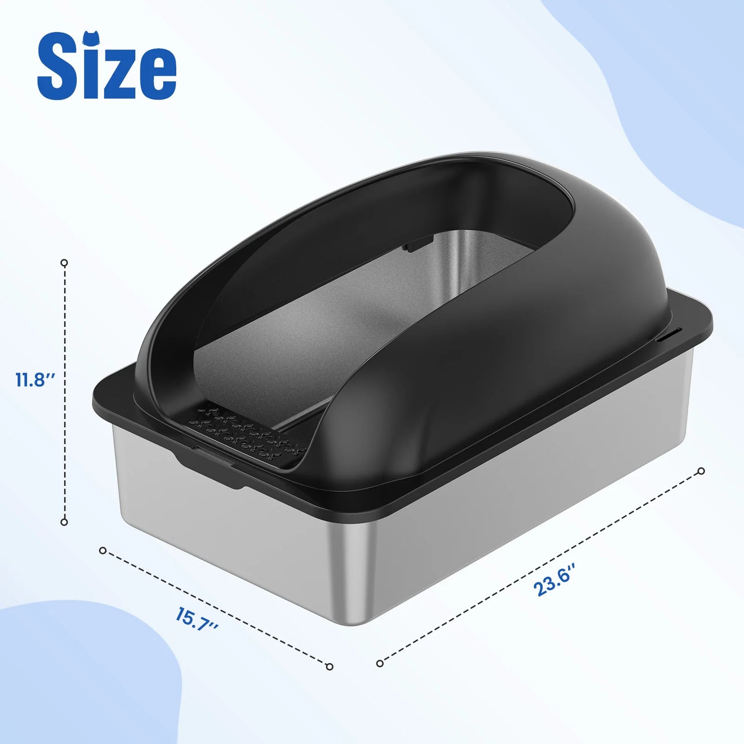 Stainless Steel Cat Litter Box with Lid, Scoop & Mat - Cat Lovers Boutique