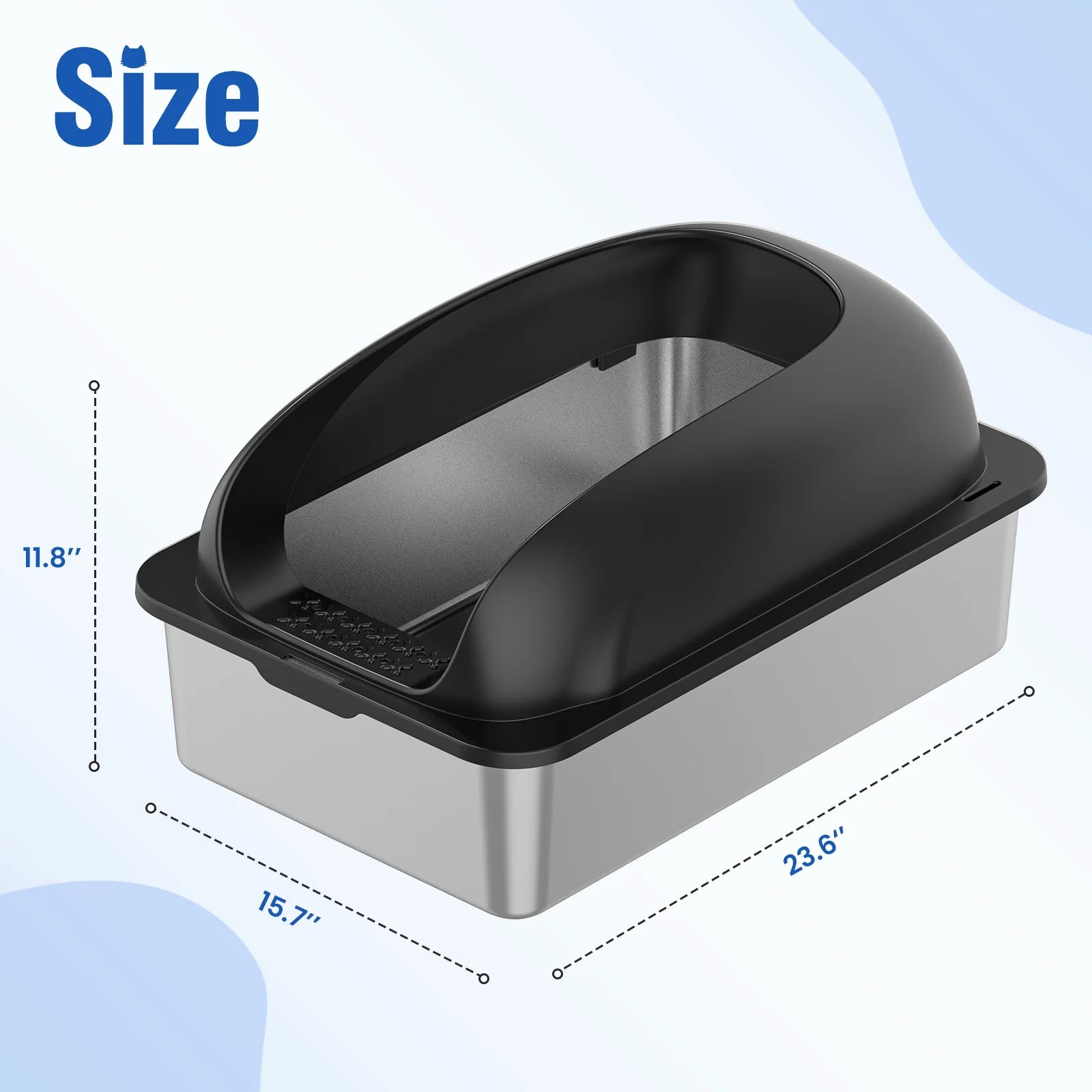 Stainless Steel Cat Litter Box with Lid, Scoop & Mat - Cat Lovers Boutique
