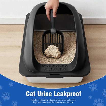 Stainless Steel Cat Litter Box with Lid, Scoop & Mat - Cat Lovers Boutique