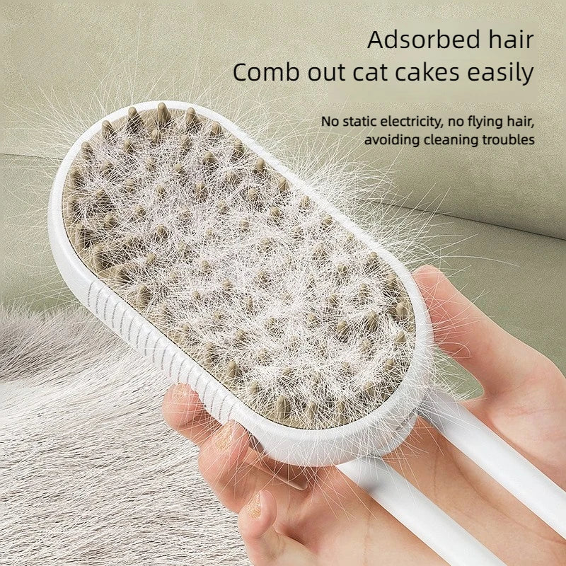 3-in-1 Rechargeable Pet Steam Brush for Cats & Dogs - Hair Removal, Massage, & Grooming - Cat Lovers Boutique