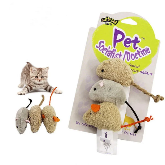 Plush Mouse Cat Toy Set - 3 Pieces - Cat Lovers Boutique