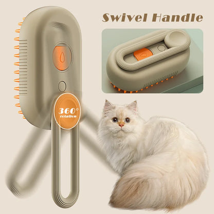 3-in-1 Rechargeable Pet Steam Brush for Cats & Dogs - Hair Removal, Massage, & Grooming - Cat Lovers Boutique