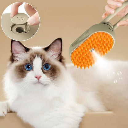 3-in-1 Rechargeable Pet Steam Brush for Cats & Dogs - Hair Removal, Massage, & Grooming - Cat Lovers Boutique