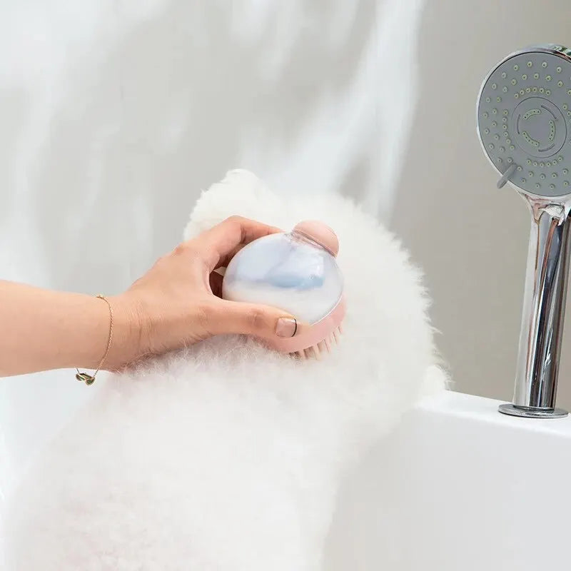 Soft Silicone Pet Bath Brush with Shampoo Dispenser - Cat Lovers Boutique