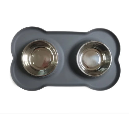 Stainless Steel  Double Pet Bowl with Non-Slip Anti-Overflow Silicone Base - Cat Lovers Boutique