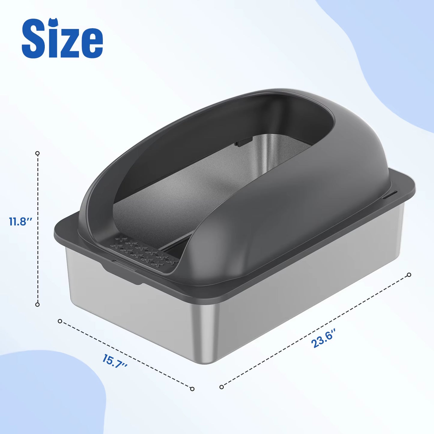 Stainless Steel Cat Litter Box with Lid, Scoop & Mat - Cat Lovers Boutique