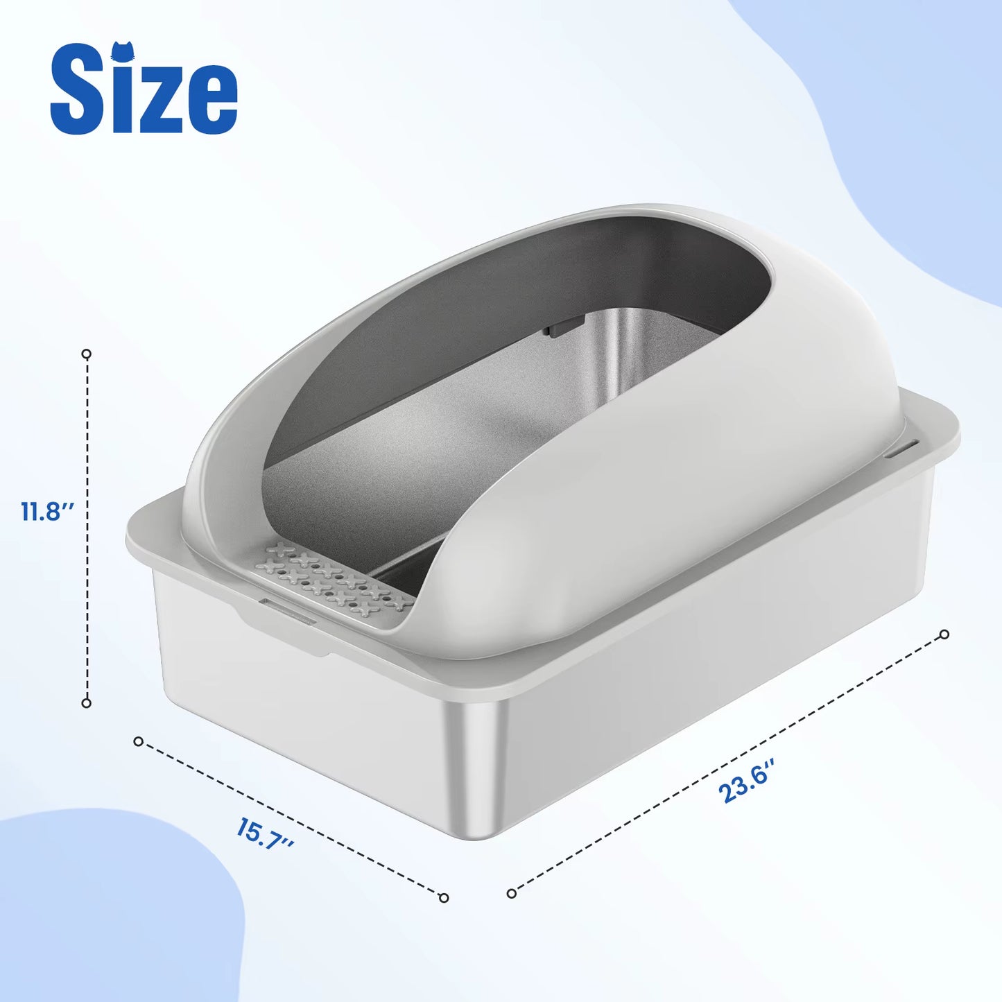 Stainless Steel Cat Litter Box with Lid, Scoop & Mat - Cat Lovers Boutique