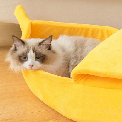 Cozy Banana-Shaped Cat Bed - Cat Lovers Boutique