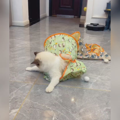 Interactive Cat Tunnel with Balls and Peephole for Exercise and Play