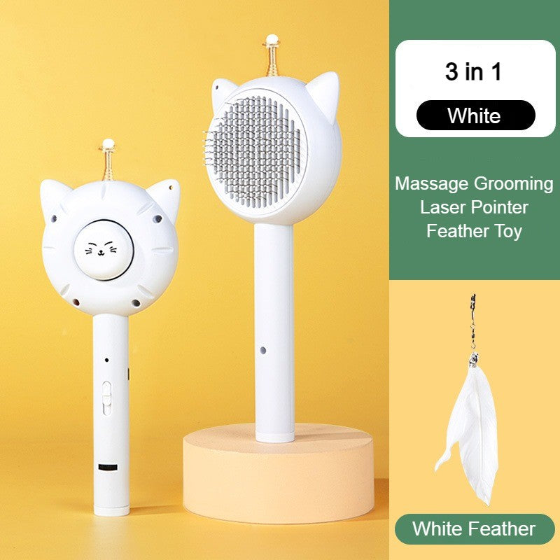 Self brushing outlet cat toy