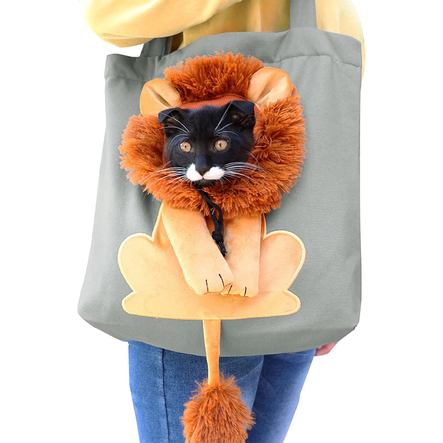 Lion-Shaped Pet Canvas Shoulder Bag